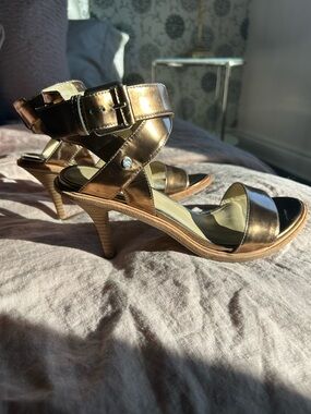 Kenneth Cole Metallic Gold Strappy Heeled Sandals